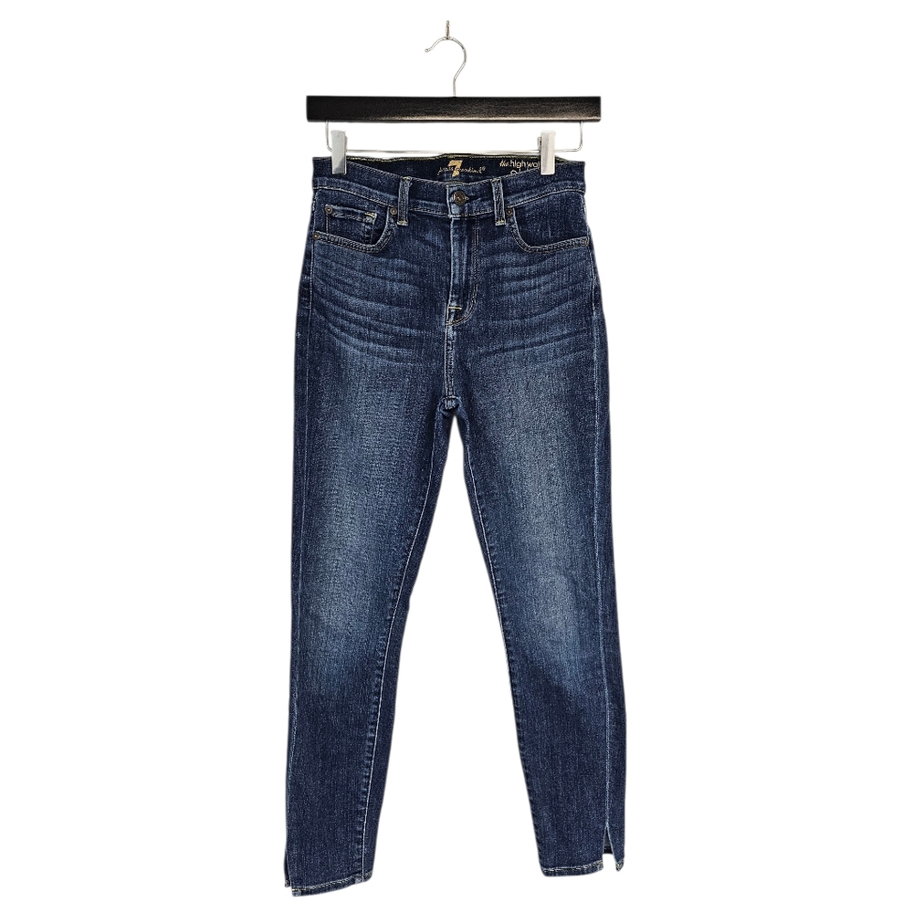 7 For All Mankind The High Waist Ankle Skinny Dark Blue Jeans 26 Preowned